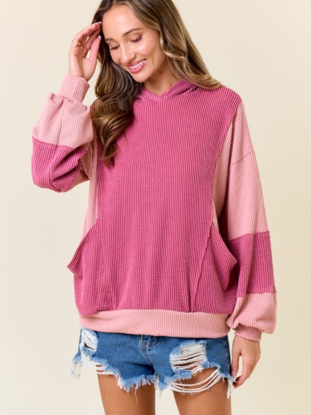 "The Soranya" Pink Colorblock Sweatshirt